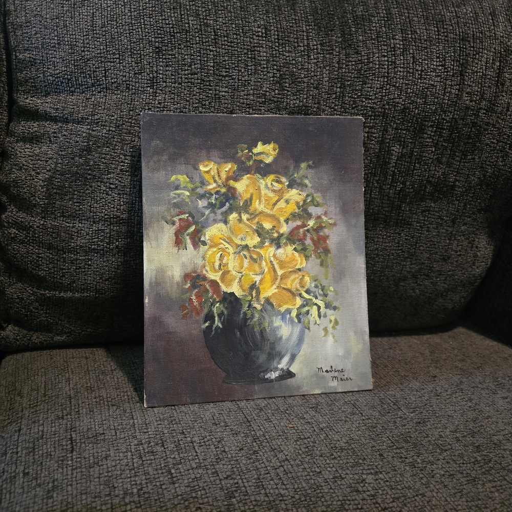 Vintage Handpainted Original Canvas Artwork Painting By Marlene Meier